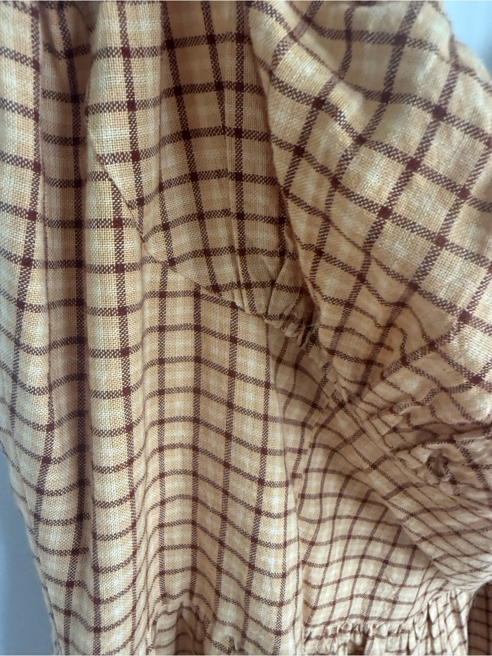 Checked Maxi Sundress with Thin Straps - Mustard Check - Picture 3 of 5
